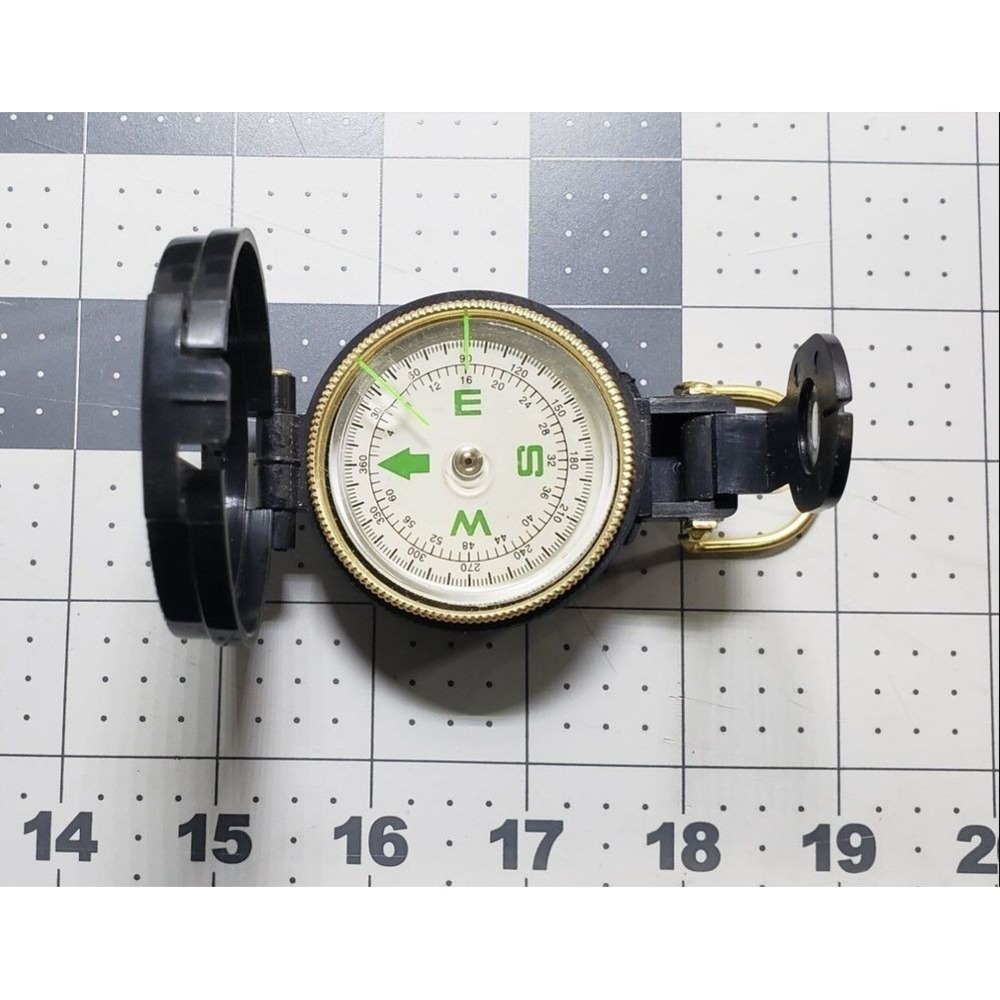 Engineer Directional Compass Folding Lid, Brass Trim, Hiking MCM Lensatic